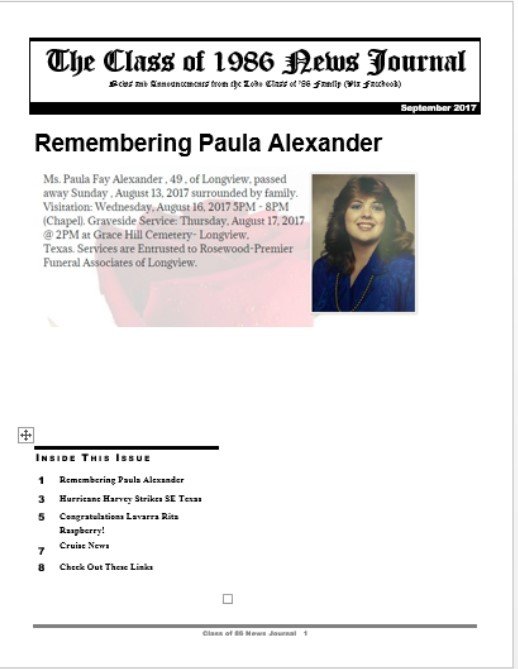September 2017 Newsletter